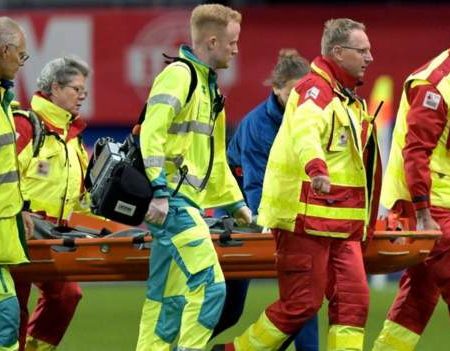 England’s Alex Greenwood carried off on stretcher after head clash